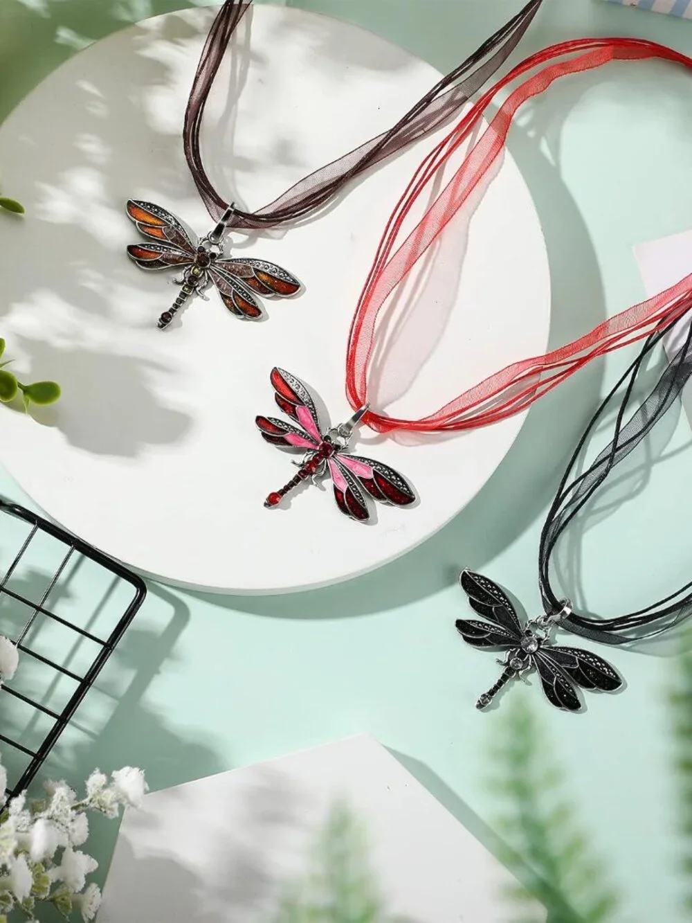3 Pieces Dragonfly Charm Pendant Bohemian Jewelry for Women Colorful Enamel Vint